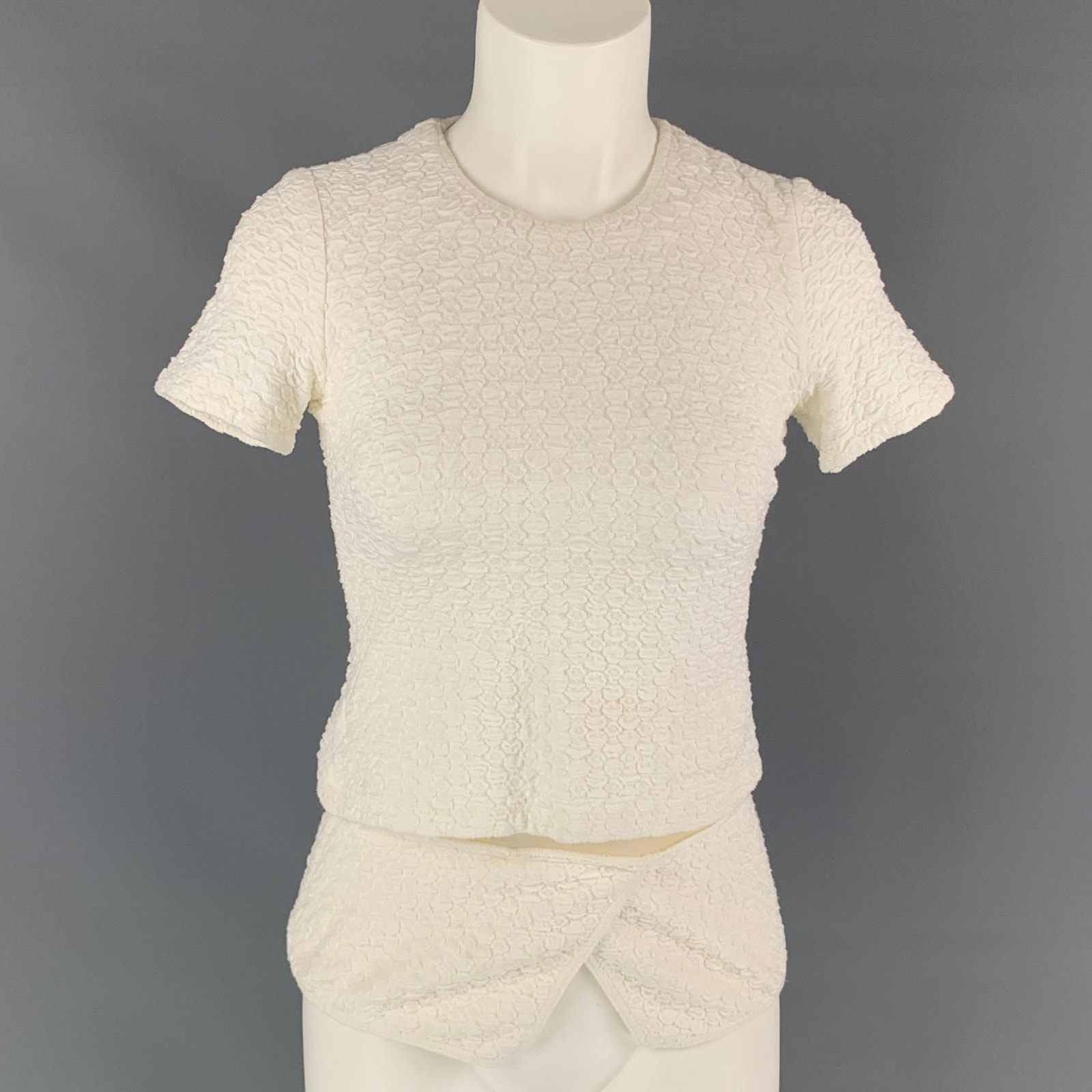 Opening Ceremony Size S White Textured Viscose Blend Blouse